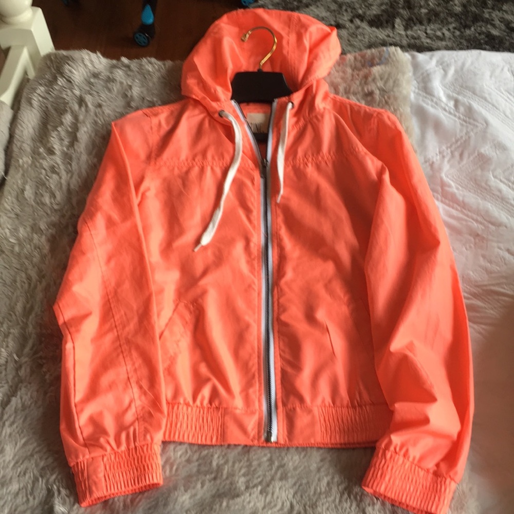NWOT Neon orange windbreaker. Adorable